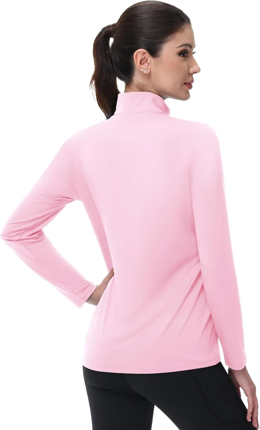 MAGCOMSEN Women's 1/4 Zip Long Sleeve Rash Guard Shirts UPF 50 Quarter Zip Pullover Quick Dry Hiking Workout Tops