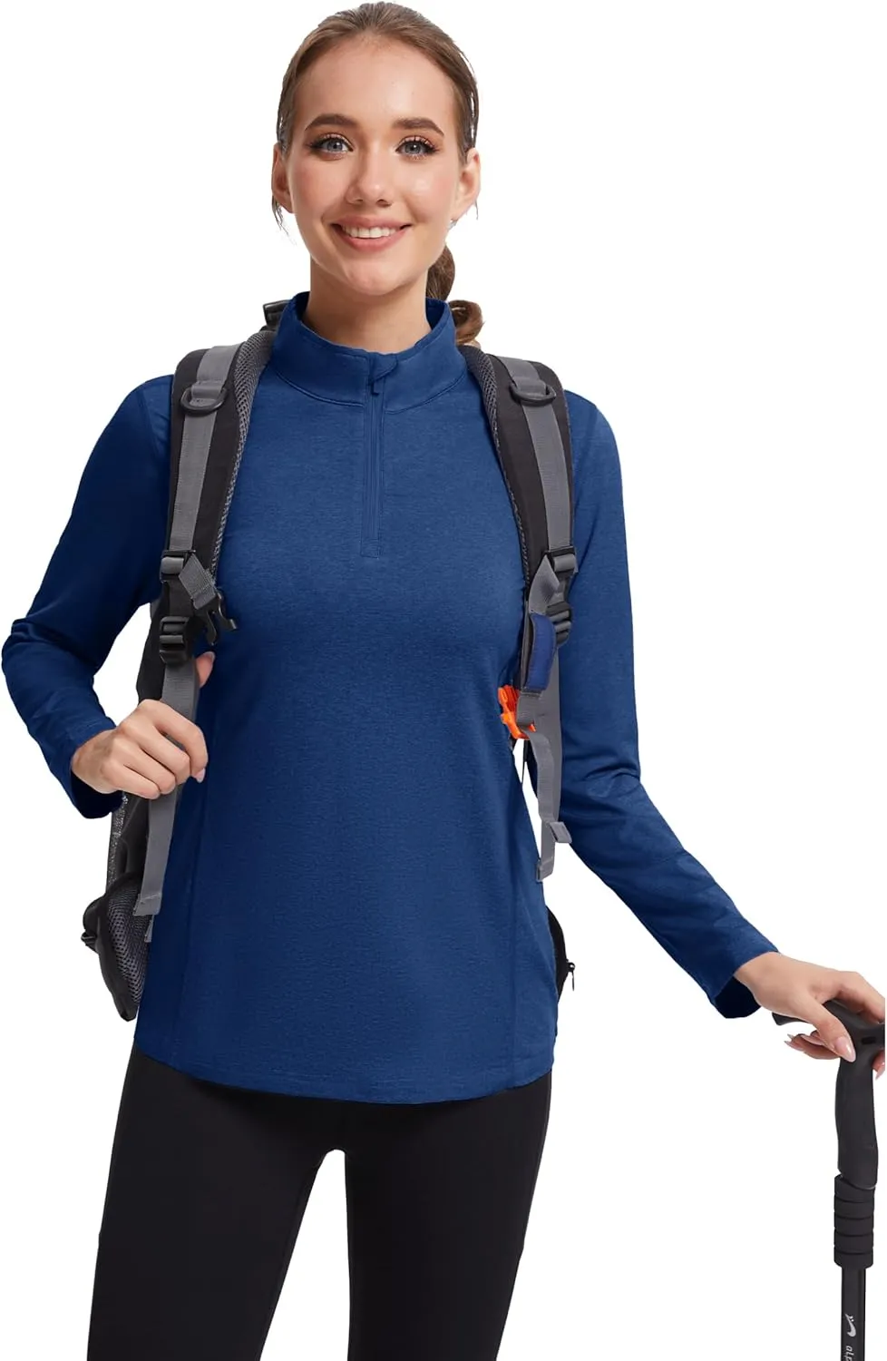 MAGCOMSEN Women's Long Sleeve Shirts 1/4 Zip Pullover UPF 50  Sun Protection Quick Dry Hiking Athletic Workout Tops