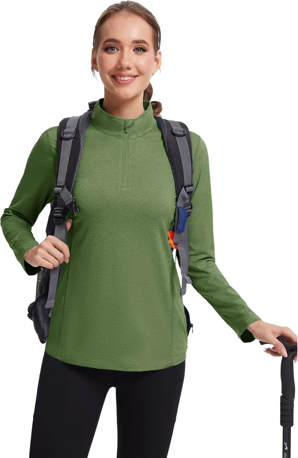 MAGCOMSEN Women's Long Sleeve Shirts 1/4 Zip Pullover UPF 50  Sun Protection Quick Dry Hiking Athletic Workout Tops