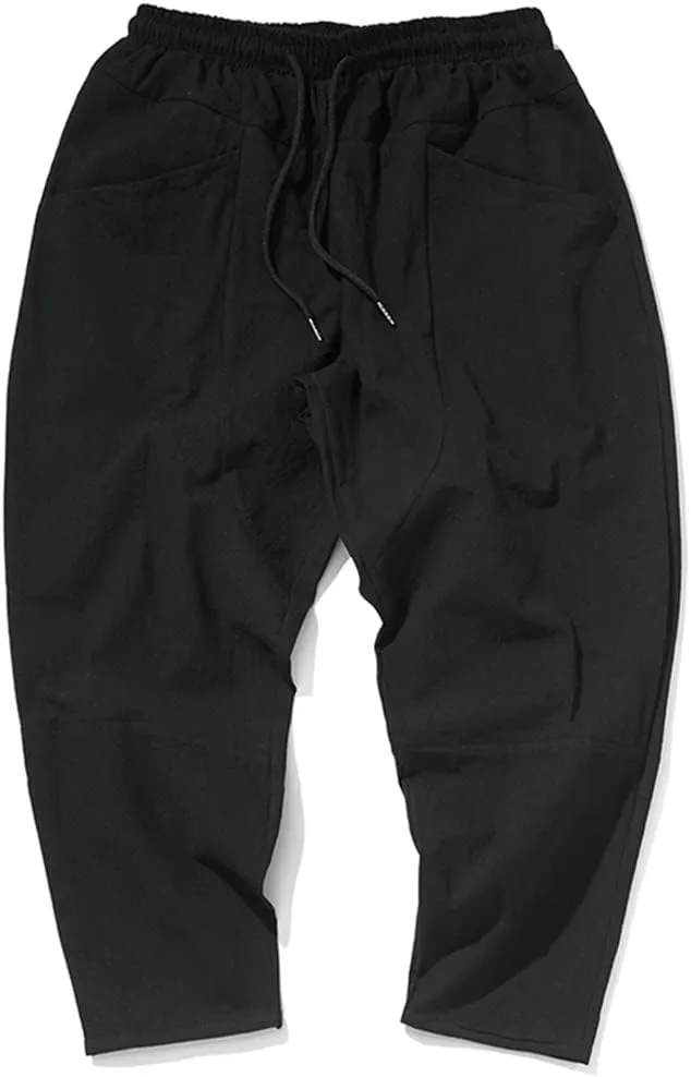 Men Cotton Harem Pants Summer Outdoor Lightweight Loose Jogging Anlke Lenght Pants