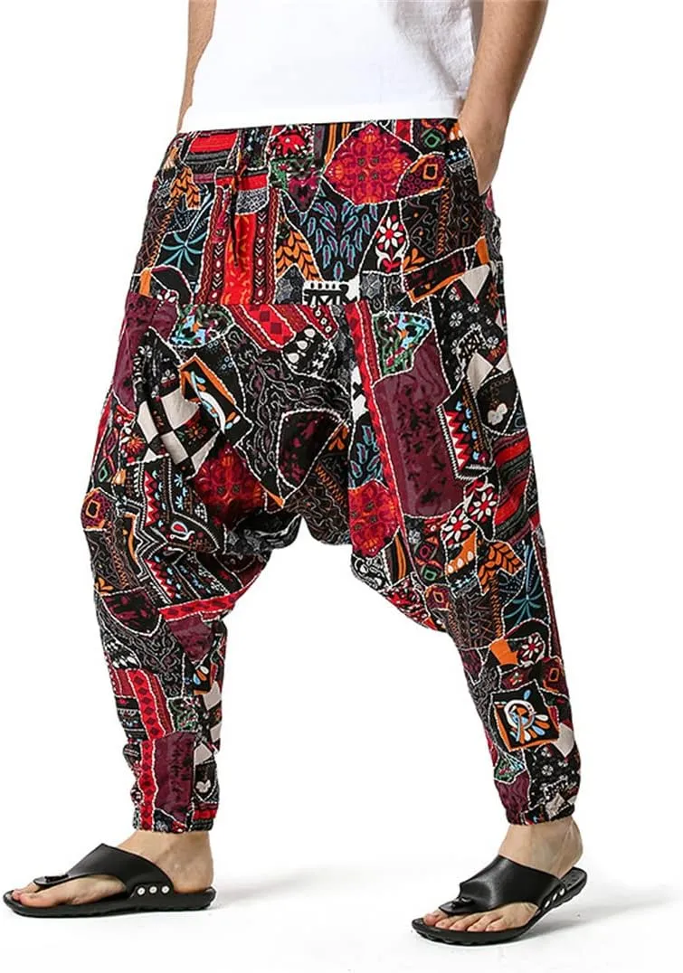 Men Yoga Loose Style Harem Pants Streetwear Hip-Hop Wide Leg Trousers Vintage Aladdin Pants