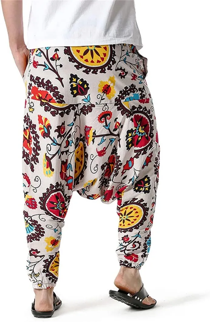 Men Yoga Loose Style Harem Pants Streetwear Hip-Hop Wide Leg Trousers Vintage Aladdin Pants