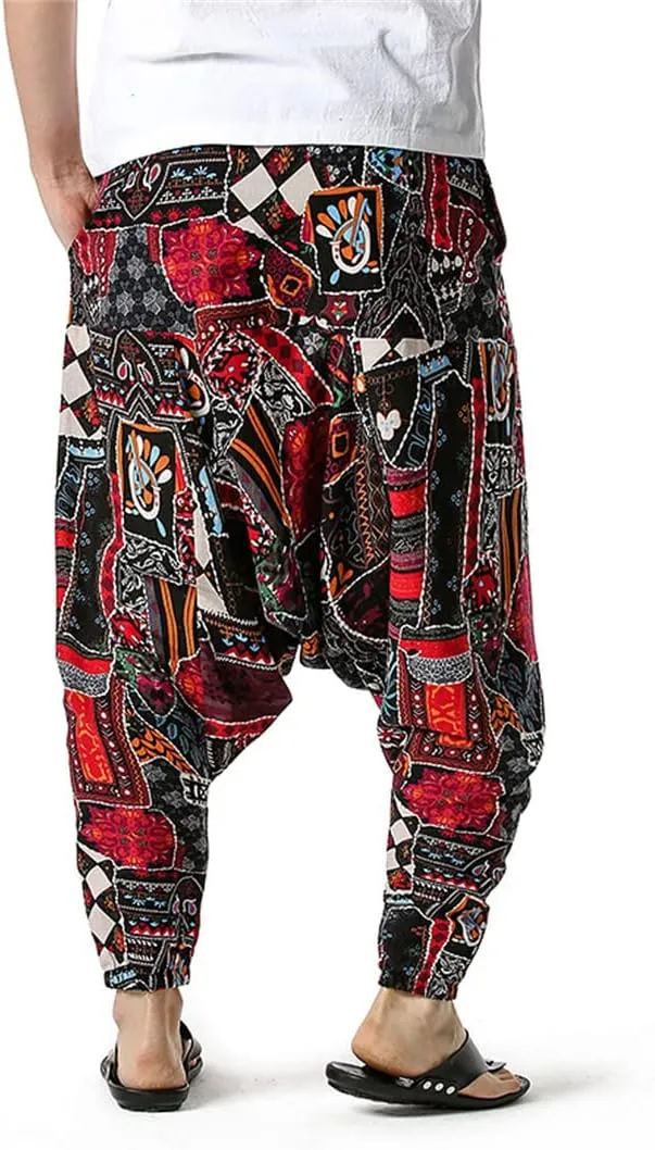 Men Yoga Loose Style Harem Pants Streetwear Hip-Hop Wide Leg Trousers Vintage Aladdin Pants
