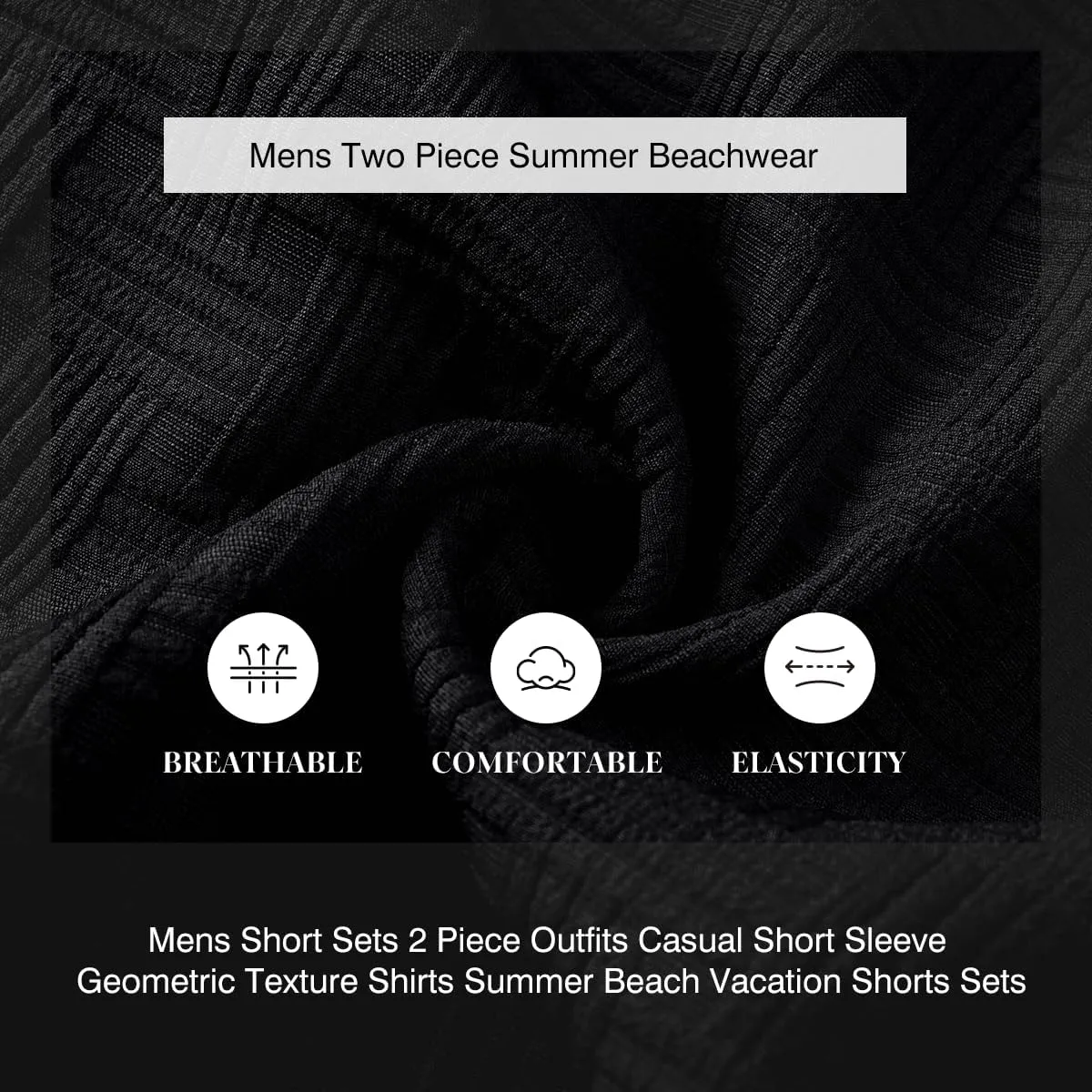 Mens 2 Piece Outfits Summer Beach Set Short Sleeve Button Down Textured Shirts and Shorts Sets Casual Resort Wear