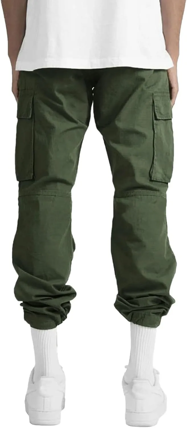 Mens Cargo Pants Summer Lightweight Elastic Waist Wide Pant Loose Fit Joggers Outdoor Hiking Trousers