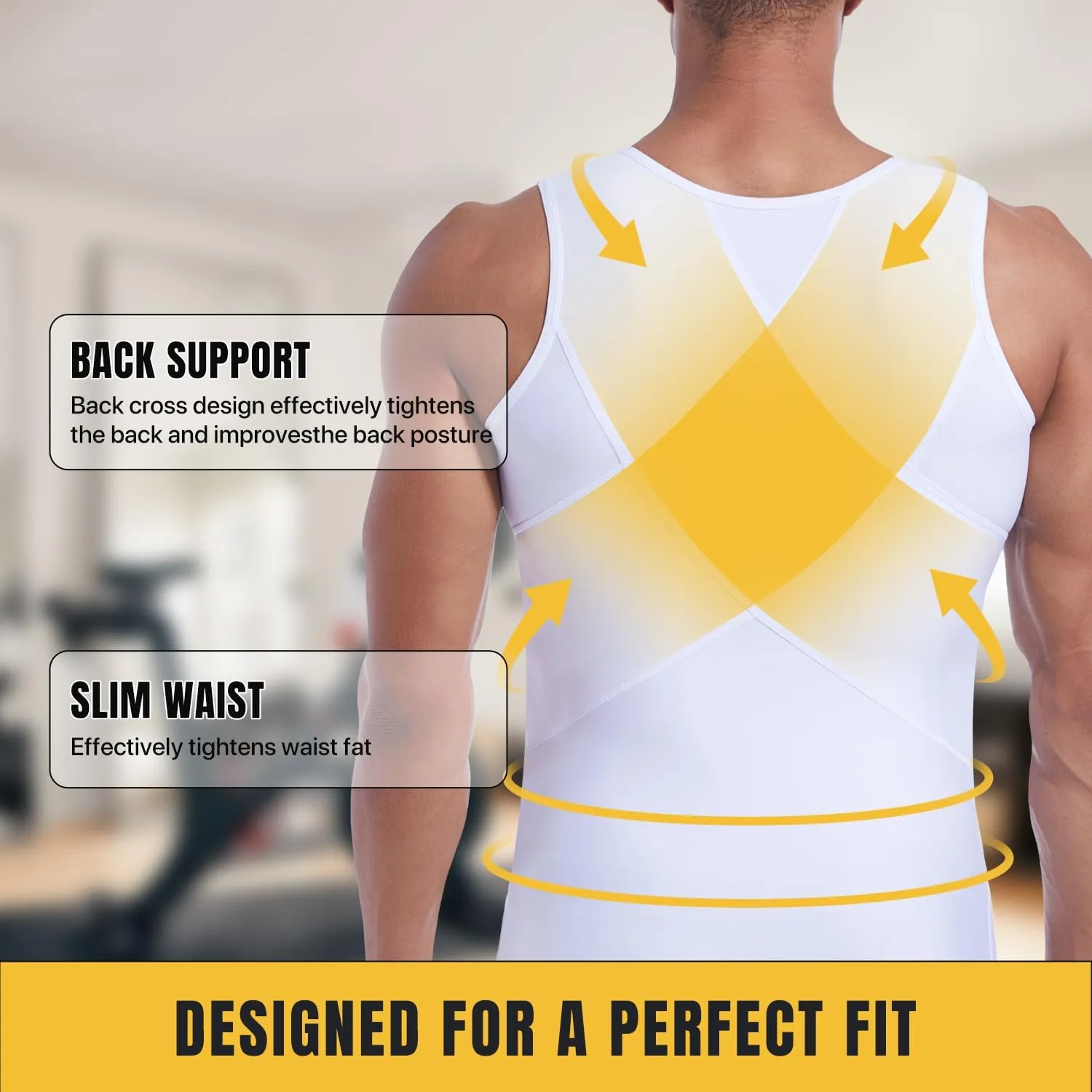 Mens Compression Zipper Vest,Gynecomastia Tummy Control Shirt,Back Support Shapewear Slimming Undershirt