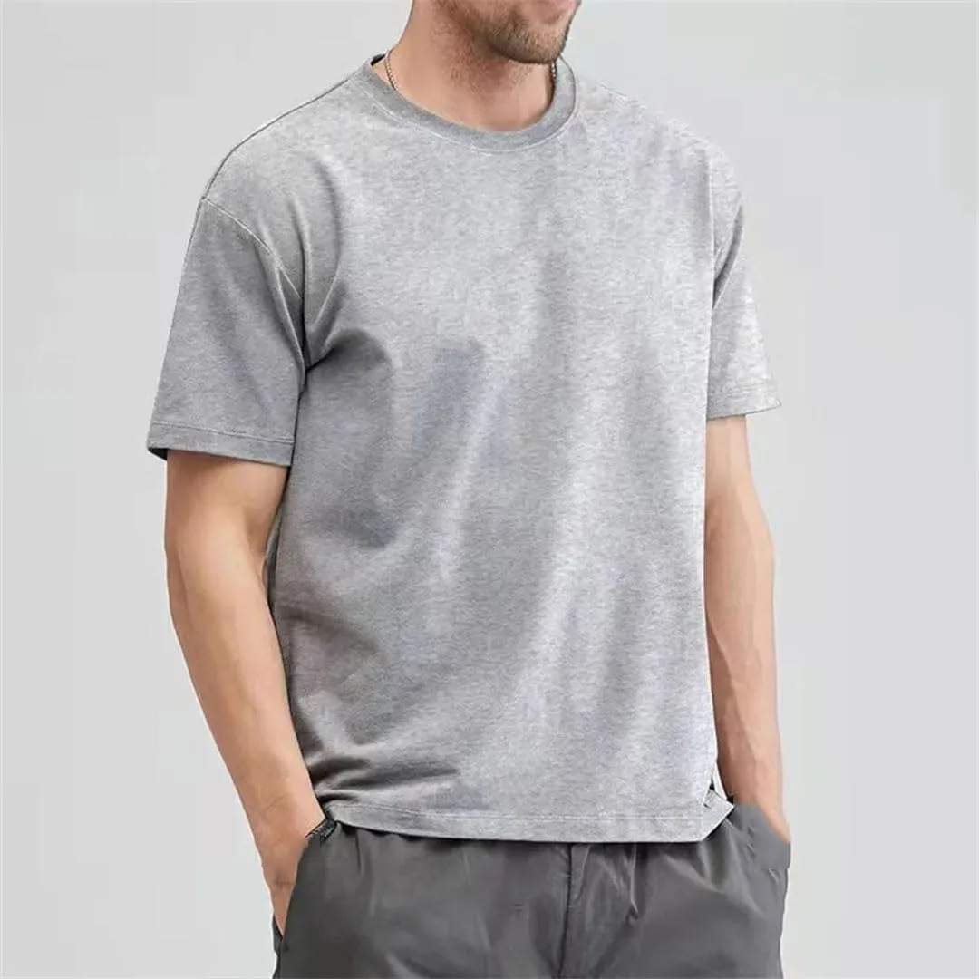 Men's Cotton Short Sleeve T-Shirt Summer T-Shirts Loose Short-Sleeved Casual Basic Shirt O Neck Solid Color