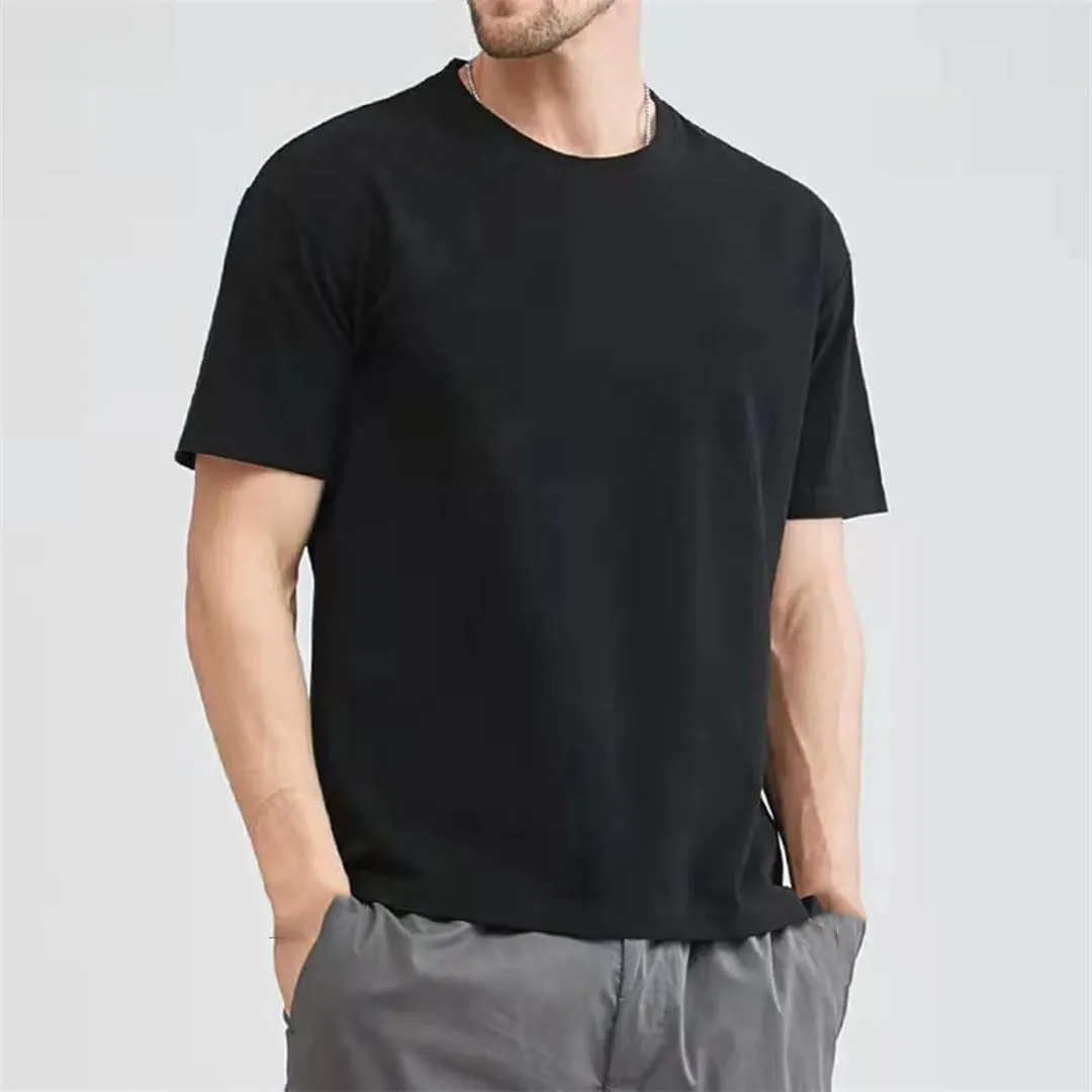 Men's Cotton Short Sleeve T-Shirt Summer T-Shirts Loose Short-Sleeved Casual Basic Shirt O Neck Solid Color
