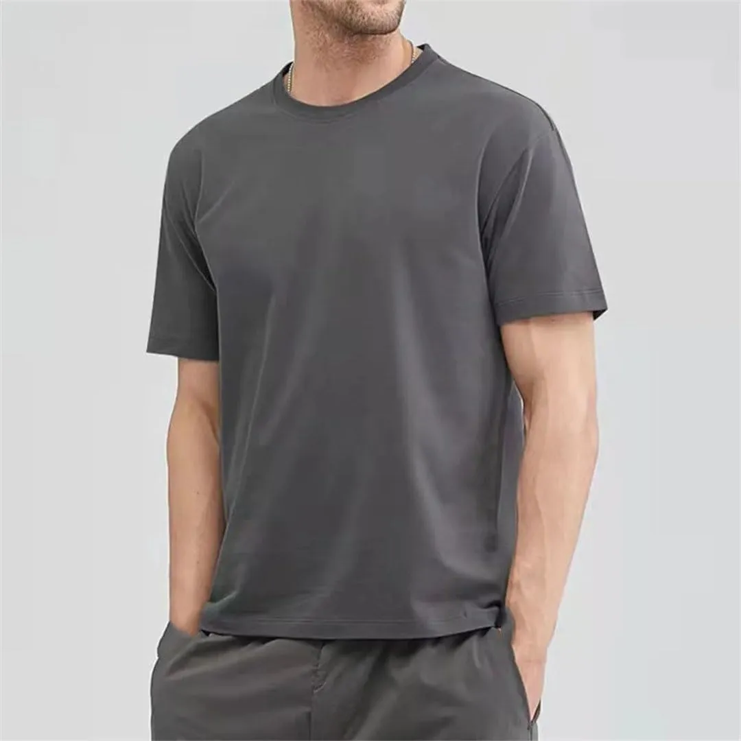 Men's Cotton Short Sleeve T-Shirt Summer T-Shirts Loose Short-Sleeved Casual Basic Shirt O Neck Solid Color