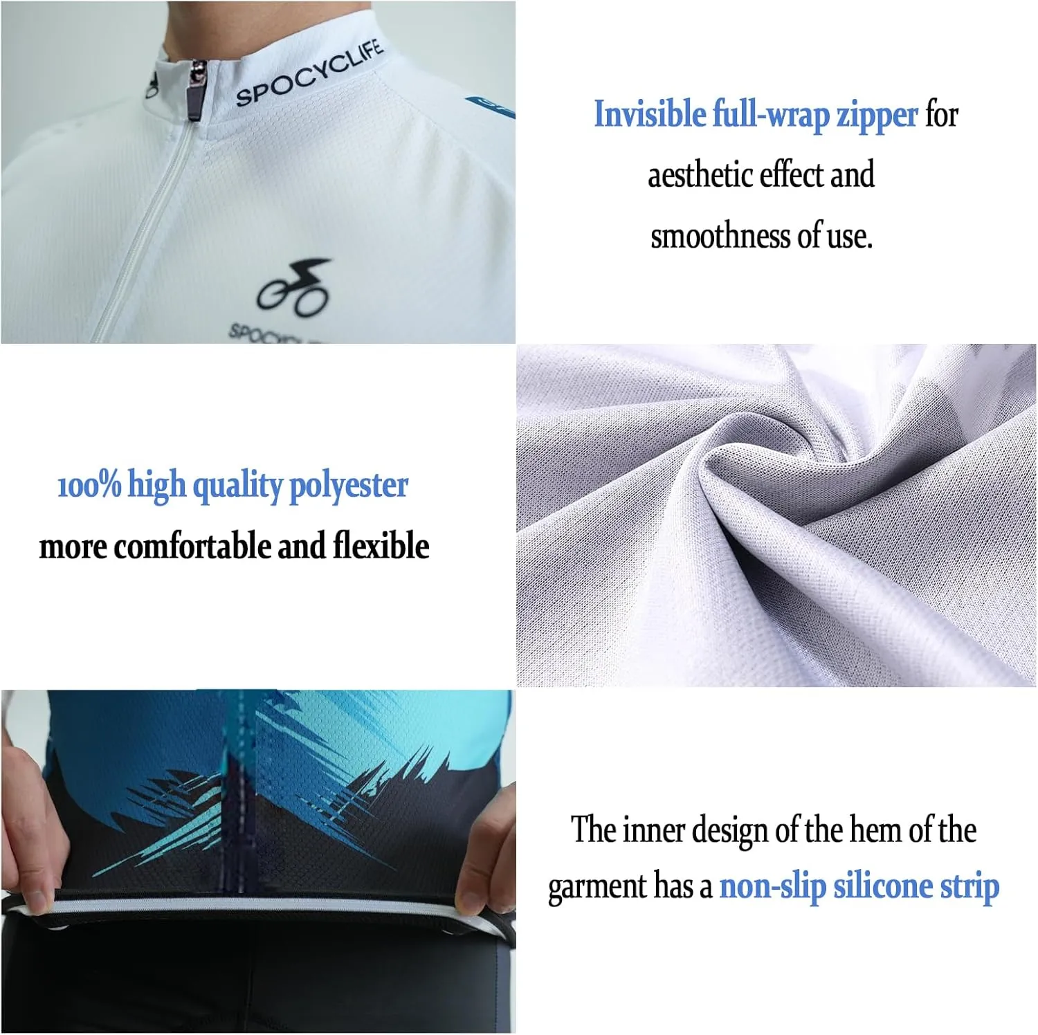 Men's Cycling Bike Jersey Long Sleeve Full Zipper with 3 Rear Pockets Mountain Bike Shirts