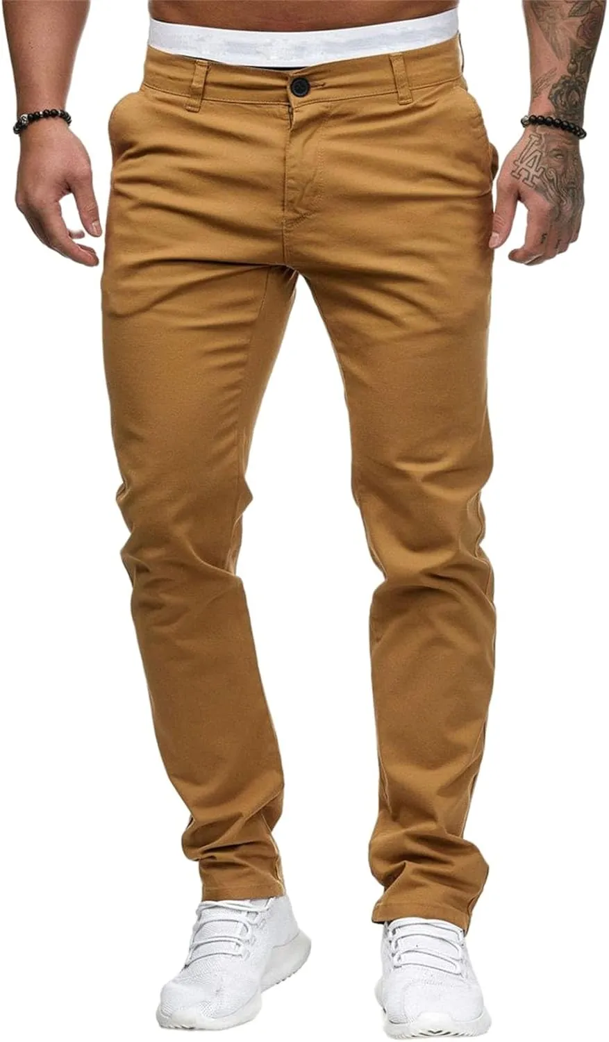 Mens Dress Pants Slim Fit Chinos Stretch Fashion Pant Skinny Leg