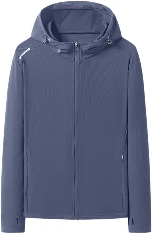 Men's Ice Silk UPF 50  Sun Protection Hoodie Lightweight Long sleeve Shirt Quick-dry Cooling Zipper Shirts Fishing Golf