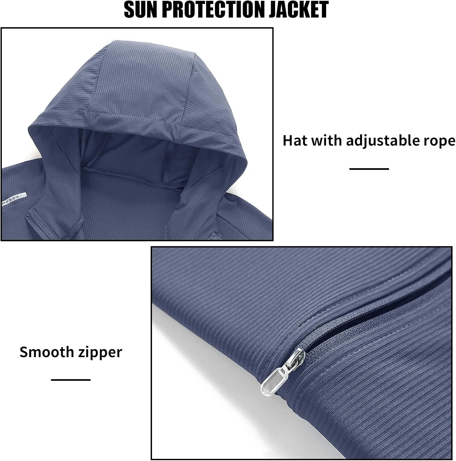 Men's Ice Silk UPF 50  Sun Protection Hoodie Lightweight Long sleeve Shirt Quick-dry Cooling Zipper Shirts Fishing Golf