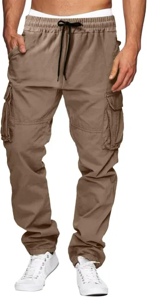 Mens Jogger Pants Regular Fit Casual Hiking Athletic Pant Lightweight Elastic Waist Cargo Pant Sweatpant Trousers with Pocket