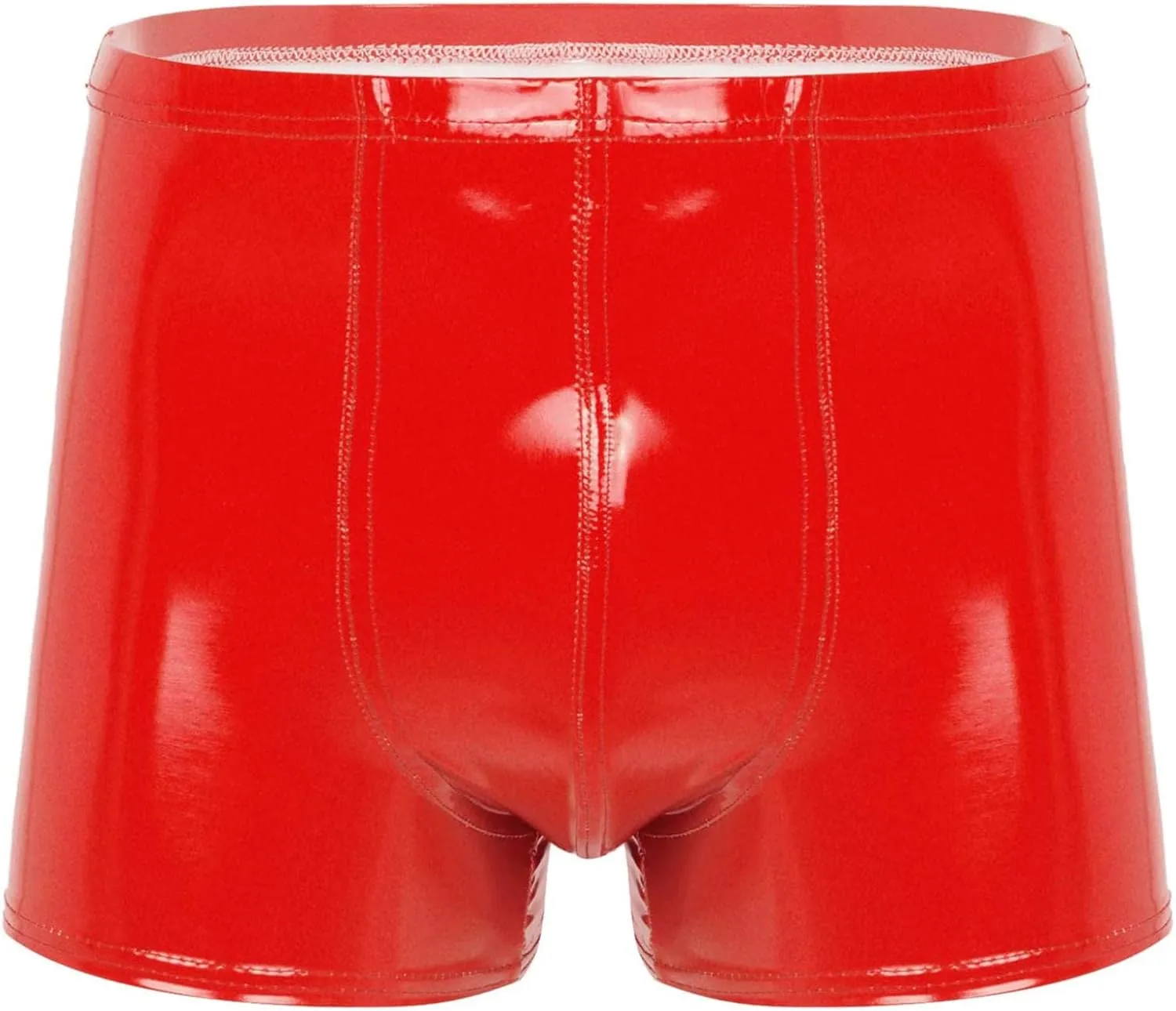 Men's Latex PVC Faux Leather Shiny Metallic Boxer Briefs Short Pants Solid Shorts Hot Pants