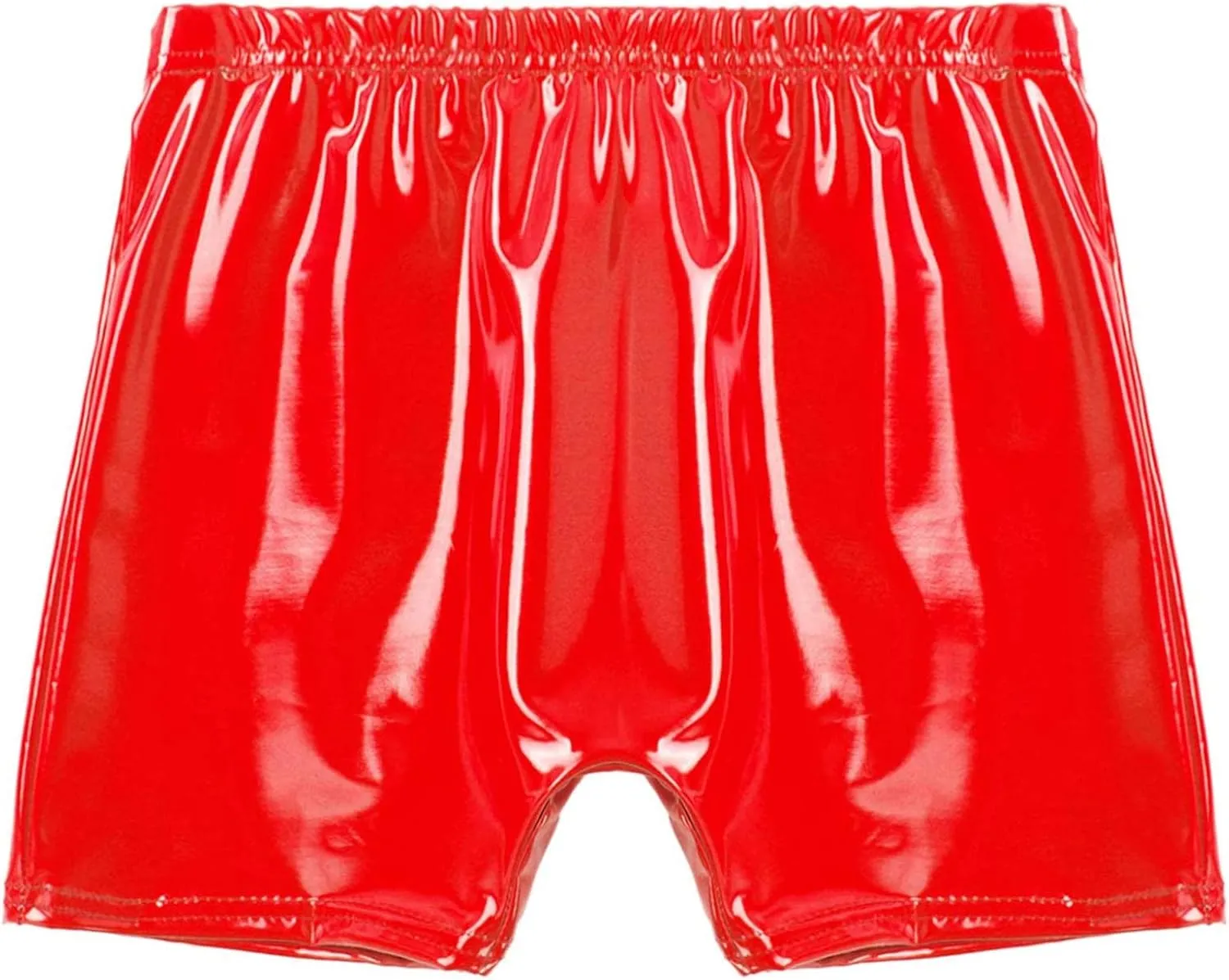 Men's Latex PVC Faux Leather Shiny Metallic Boxer Briefs Short Pants Solid Shorts Hot Pants
