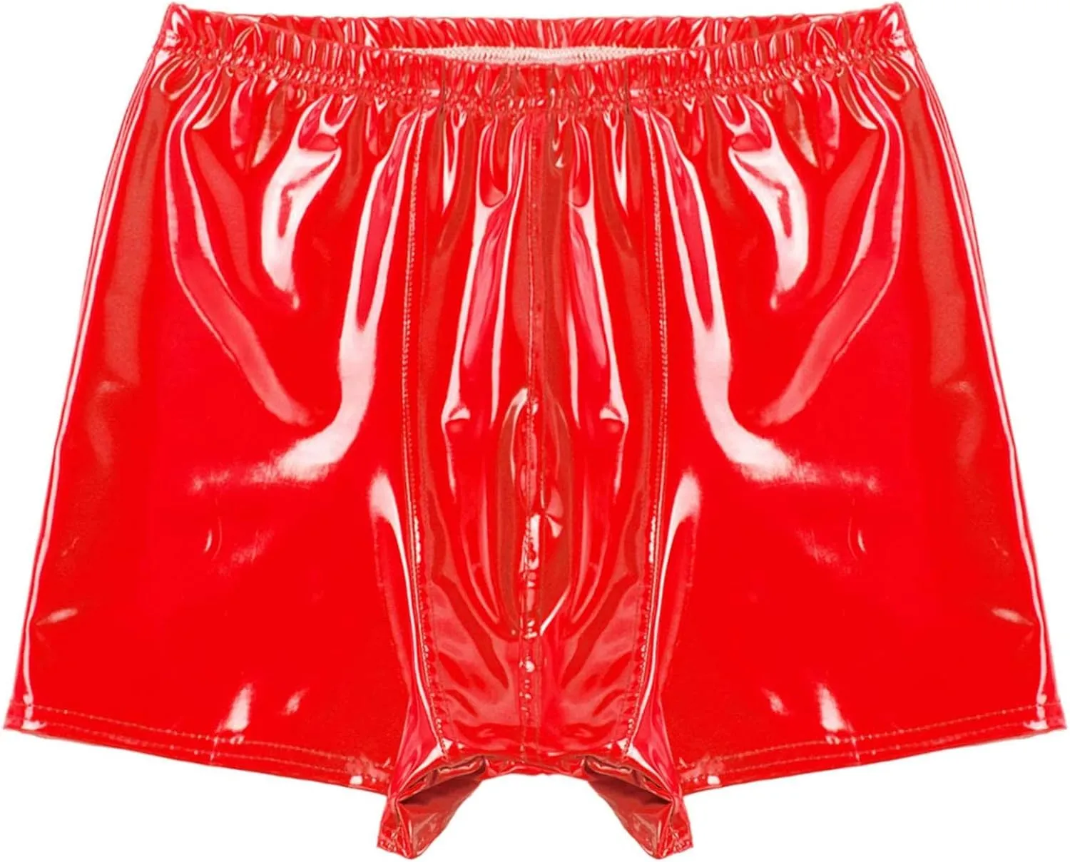 Men's Latex PVC Faux Leather Shiny Metallic Boxer Briefs Short Pants Solid Shorts Hot Pants