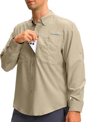 Men's Long Sleeve Sun Protection Fishing Shirt with Zipper Pockets UPF 50  Lightweight Cool Sun Shirts for Men Hiking Outdoor
