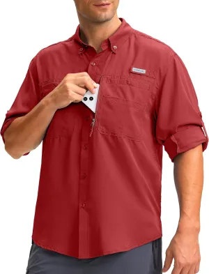 Men's Long Sleeve Sun Protection Fishing Shirt with Zipper Pockets UPF 50  Lightweight Cool Sun Shirts for Men Hiking Outdoor