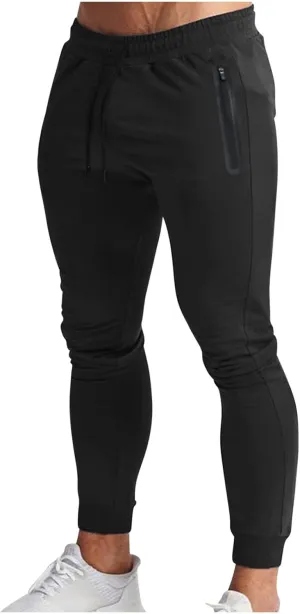 Mens Slim Fit Joggers Stretch Tapered Sweatpants Skinny Golf Athletic Workout Gym Training Pants with Pockets