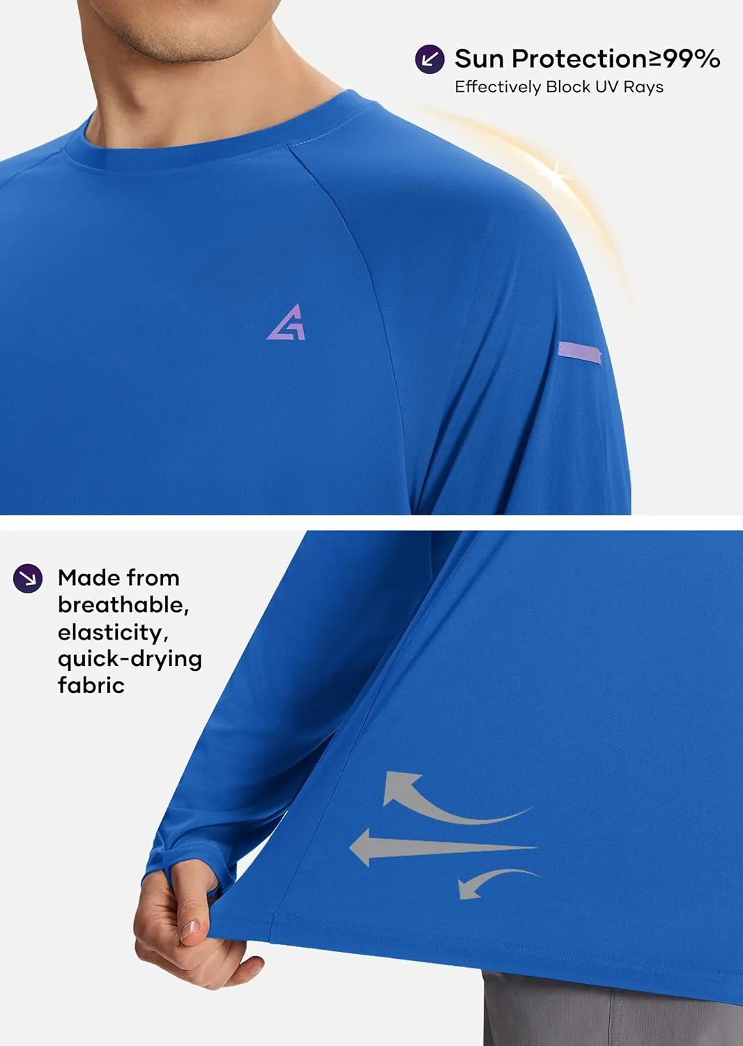 Mens Sun Protection Shirts UPF 50  Long Sleeve UV Shirt Rash Guard for Men Quick Dry Swim Fishing Beach Athletic