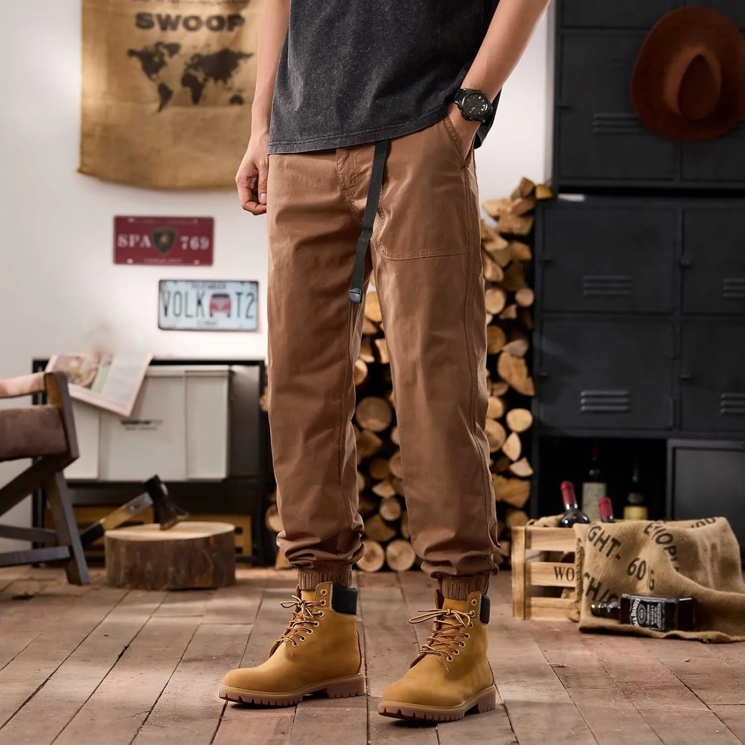 Men's Tactical Pants Hiking Cargo Pants Lightweight Work Pant Trousers Outdoor Running Hiking Joggers