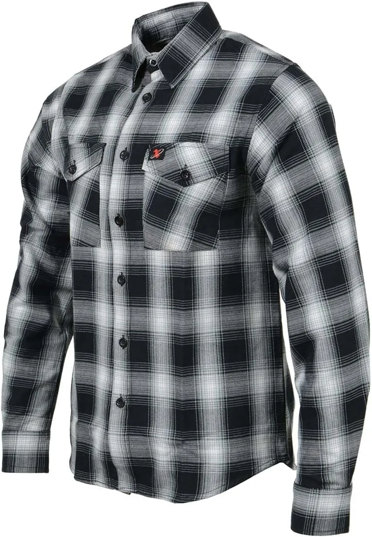 Milwaukee Leather MNG11654 Men's Black and White Long Sleeve Cotton Flannel Shirt