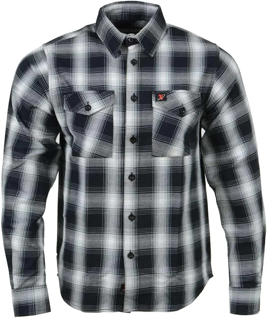 Milwaukee Leather MNG11654 Men's Black and White Long Sleeve Cotton Flannel Shirt