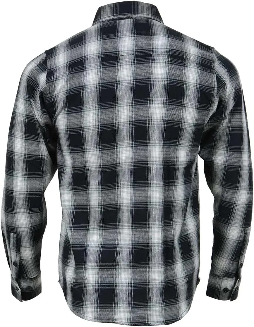 Milwaukee Leather MNG11654 Men's Black and White Long Sleeve Cotton Flannel Shirt