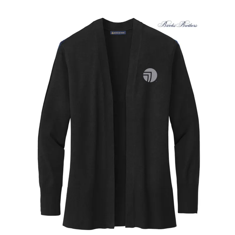NEW SEI Brooks Brothers Womens Cotton Stretch Long Cardigan Sweater - Deep Black