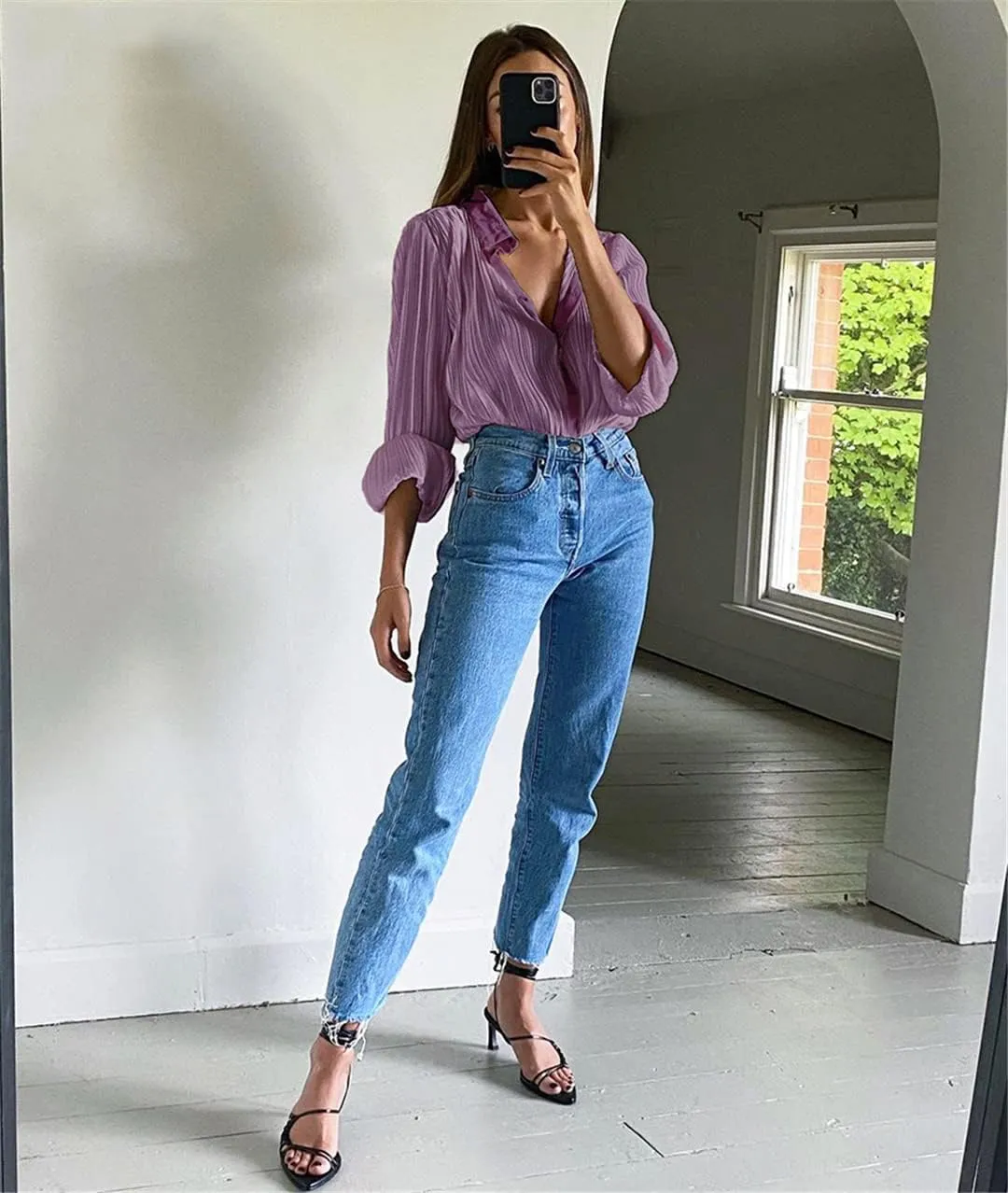 Niiyyjj Beige Pleated Wide Leg Pants Womens Casual Loose Trousers Office Lady Long Palazzo Pants