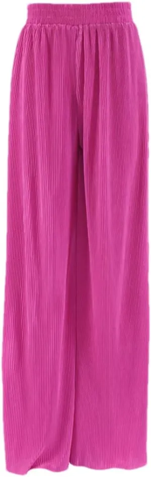 Niiyyjj Beige Pleated Wide Leg Pants Womens Casual Loose Trousers Office Lady Long Palazzo Pants
