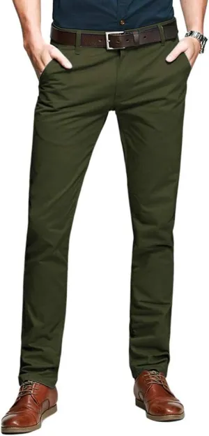OCHENTA Mens Tapered Flat Front Casual Dress Pants, Chinos Pants Men