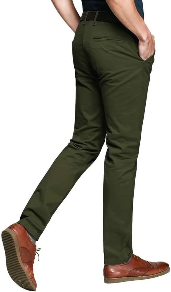 OCHENTA Mens Tapered Flat Front Casual Dress Pants, Chinos Pants Men