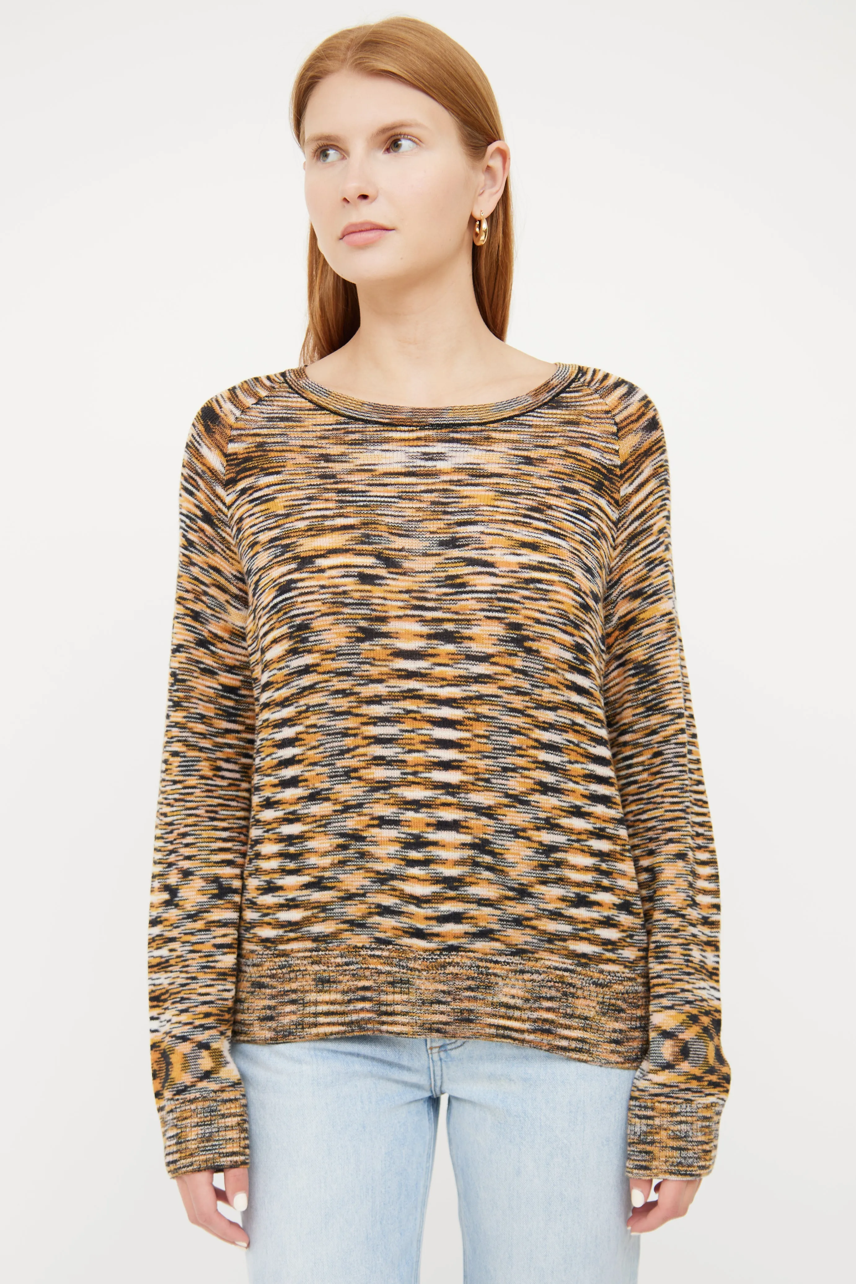 Orange & Beige Wool Knit Sweater