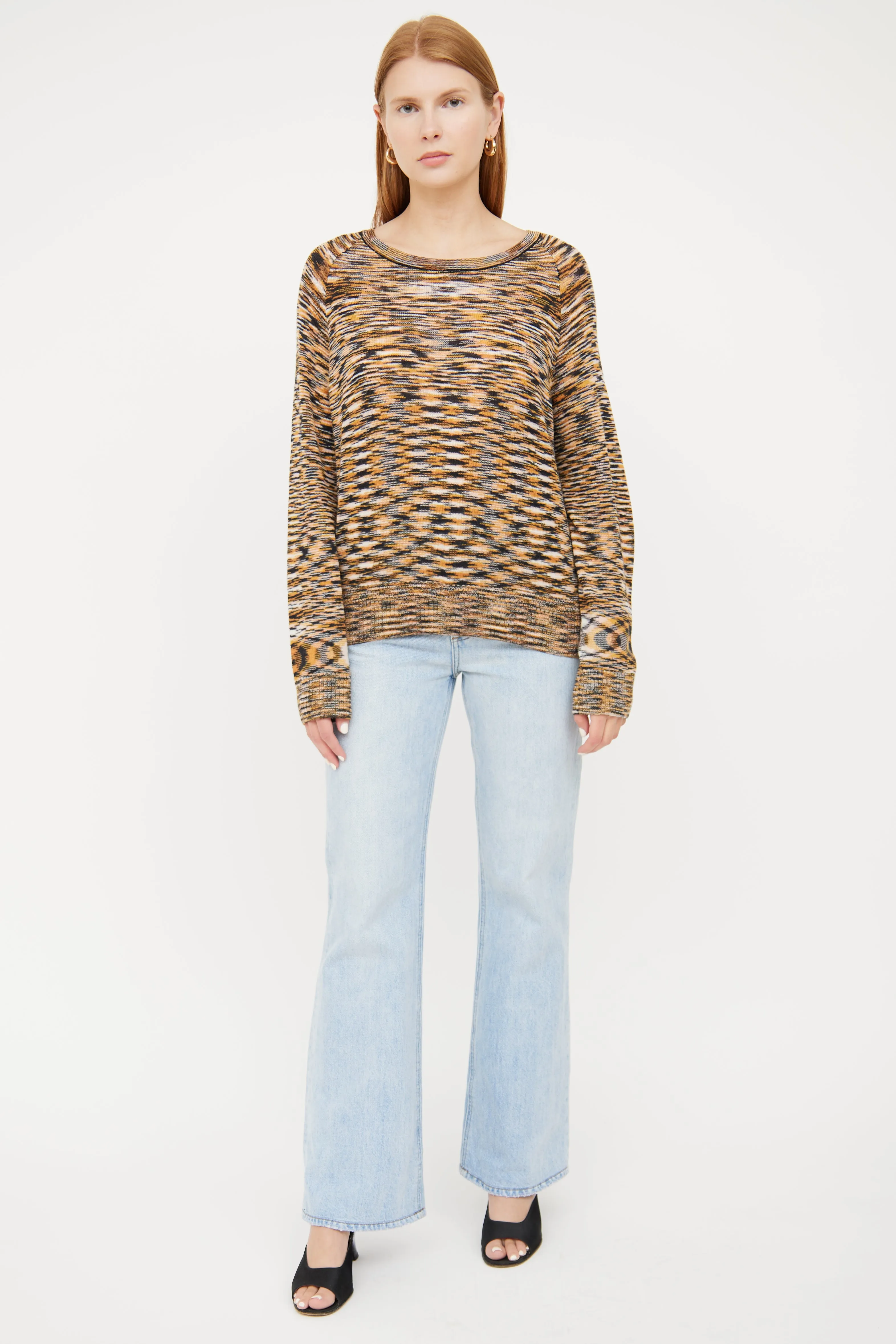 Orange & Beige Wool Knit Sweater