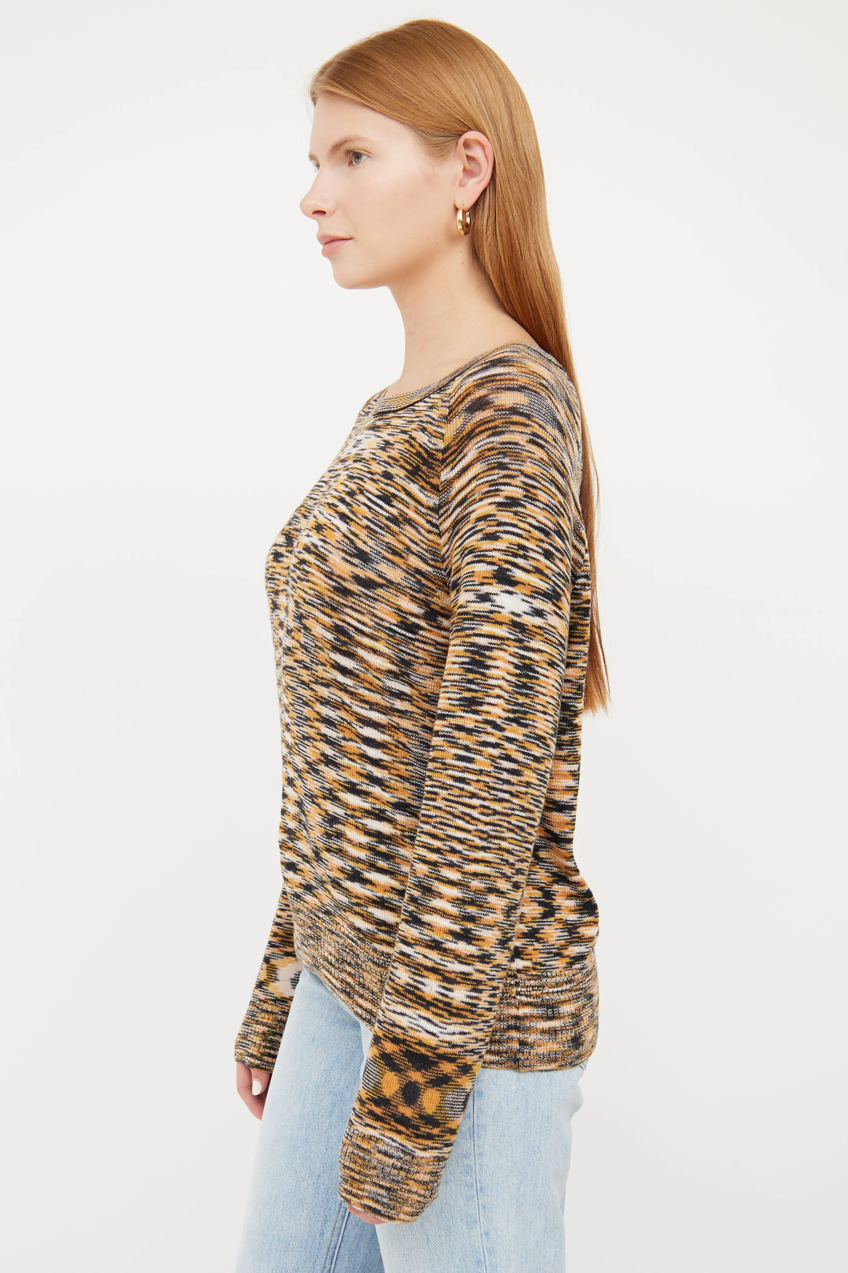 Orange & Beige Wool Knit Sweater