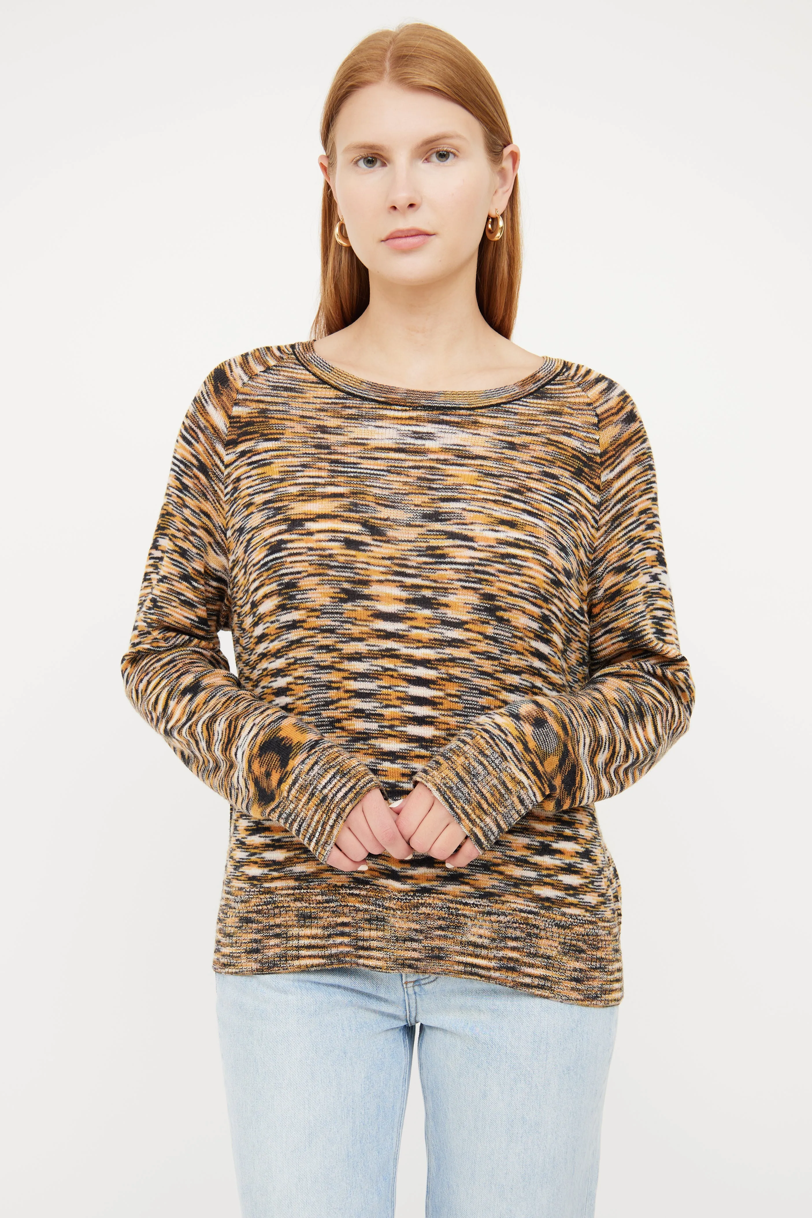 Orange & Beige Wool Knit Sweater