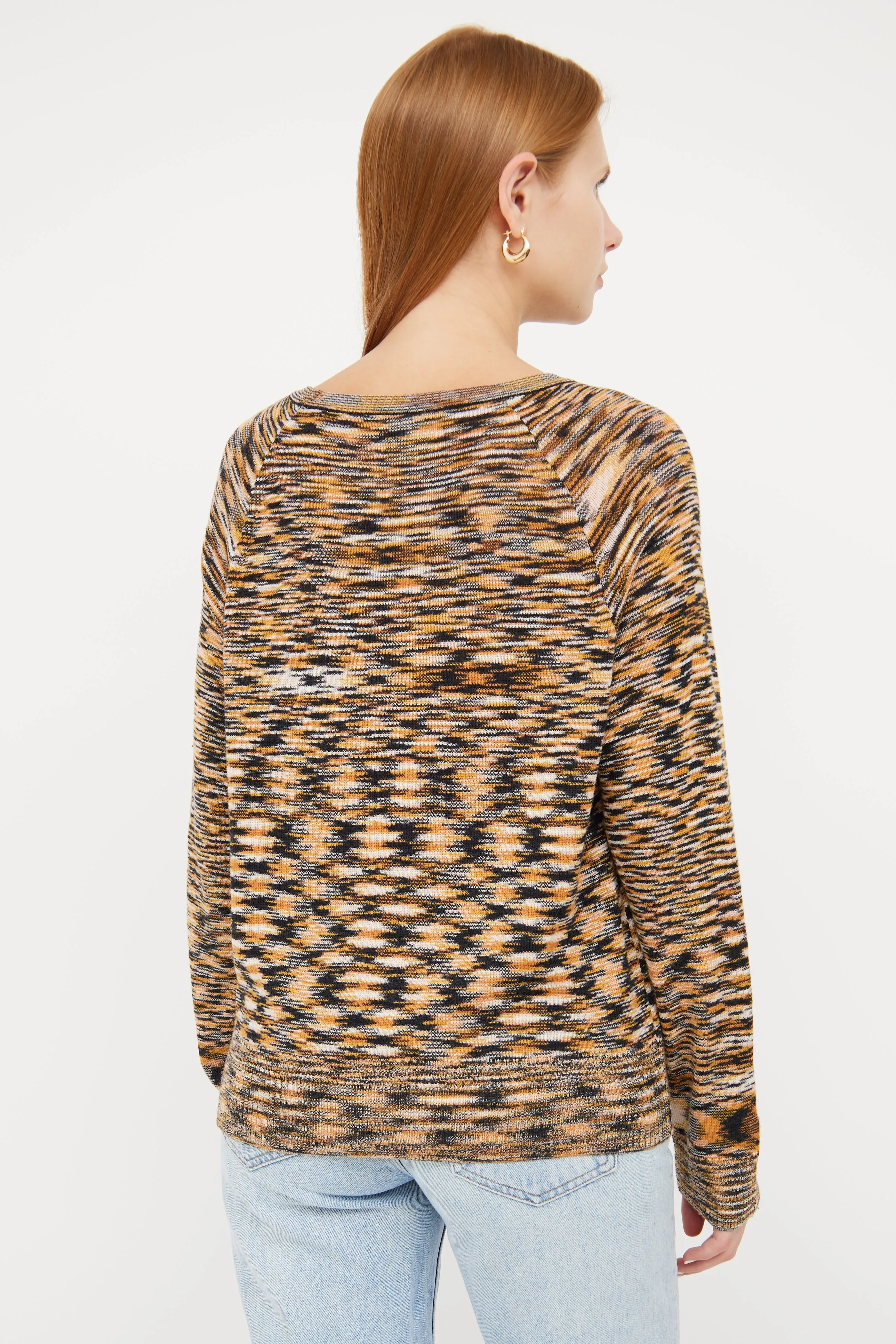 Orange & Beige Wool Knit Sweater