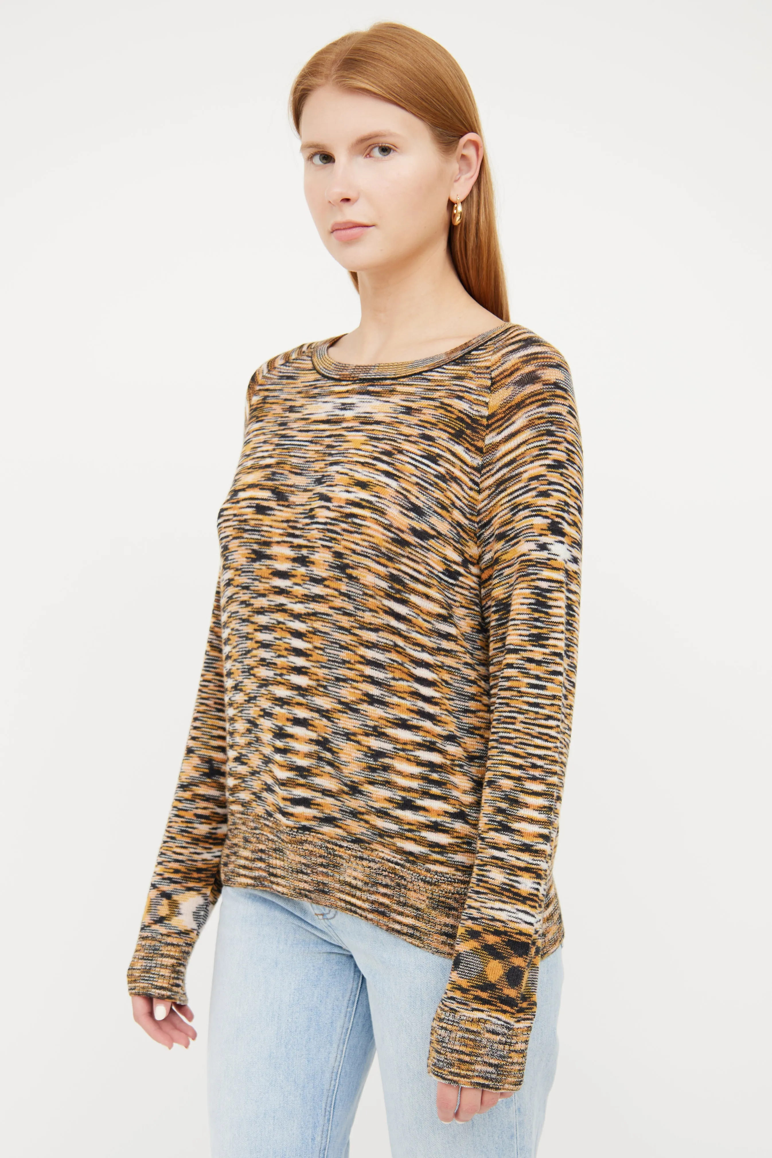 Orange & Beige Wool Knit Sweater