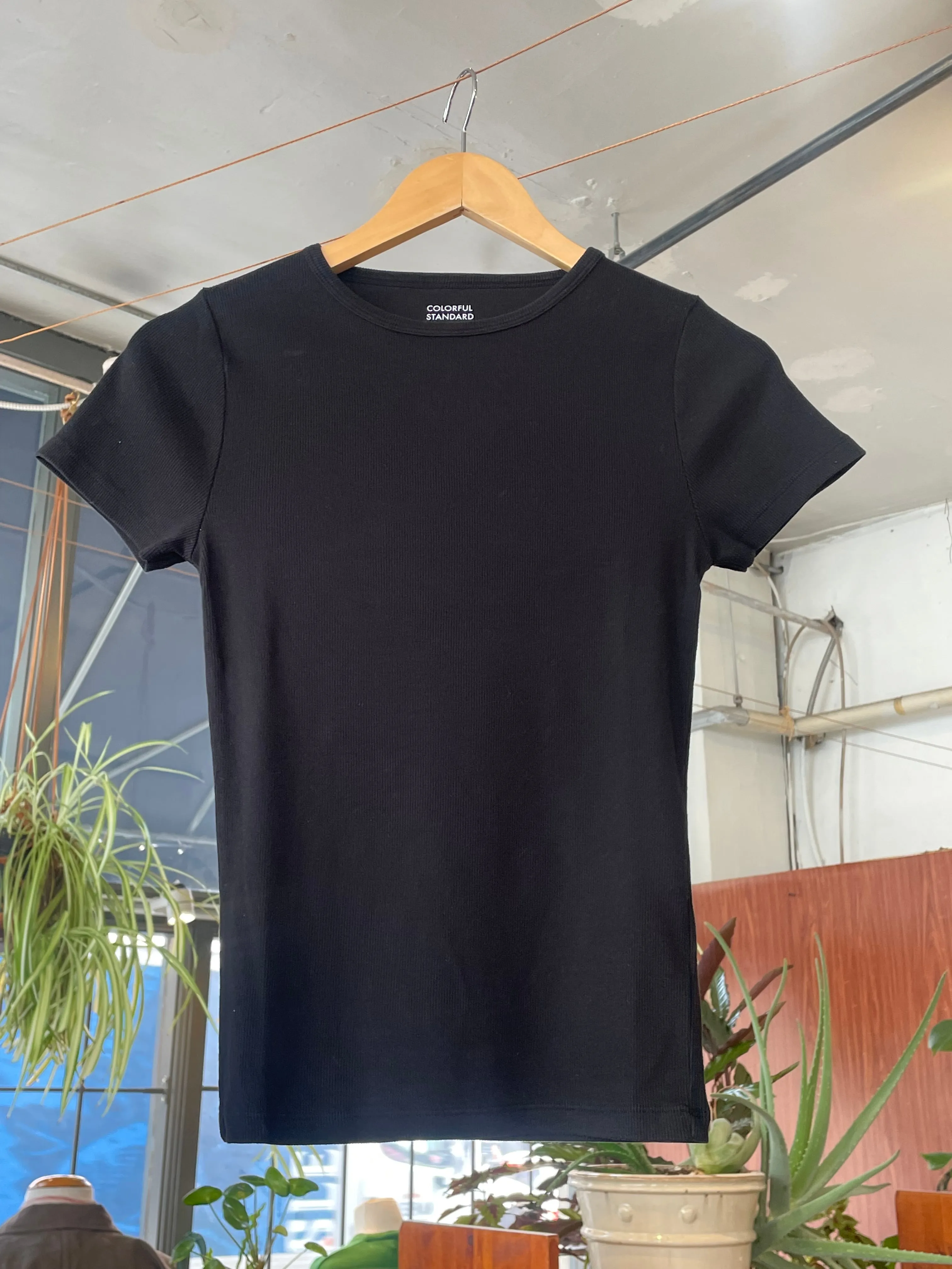 Organic Rib SS T-Shirt- Deep Black