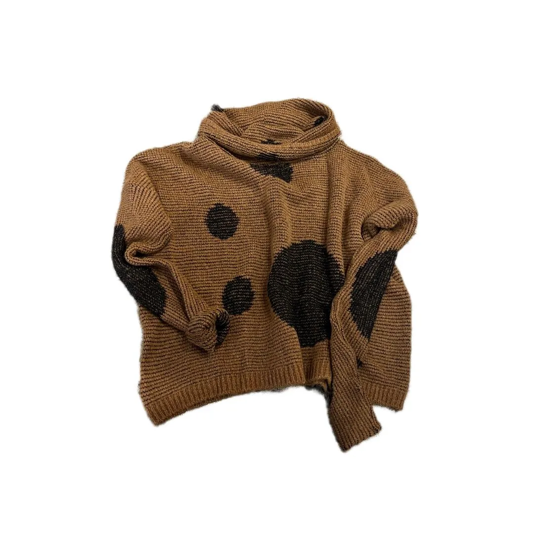 Over size spot sweater (Alpaca) - Camel / Black