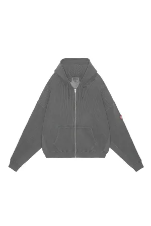 OVERDYE WIDE RIB CUT ZIP HOODY