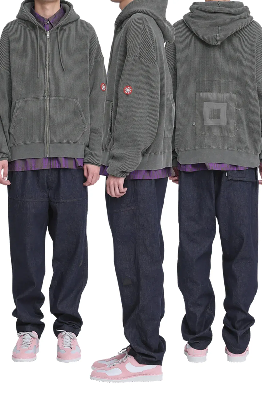 OVERDYE WIDE RIB CUT ZIP HOODY