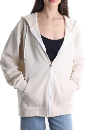 Oversized Women's Casual Full-Zip Hoodie Lightweight Long Sleeve Sweatshirt Casual Jacket with Pocket