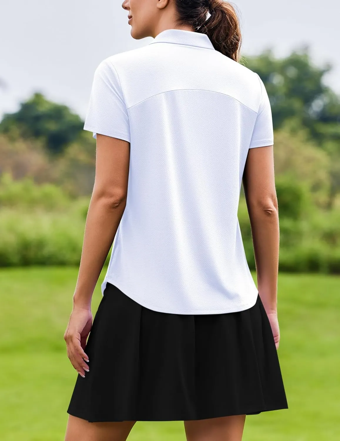 PINSPARK Womens Golf Shirt Zip Up Polo UPF 50  Sun Protection Collared Shirts Quick Dry Short Sleeve Tennis Athletic Top