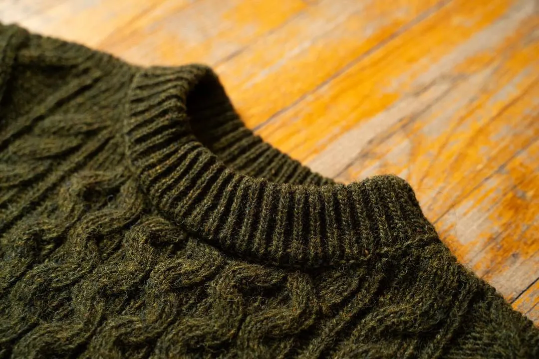 Pre Order - Steve McQueen Olive Donegal Irish Wool Sweater ETA 1/3