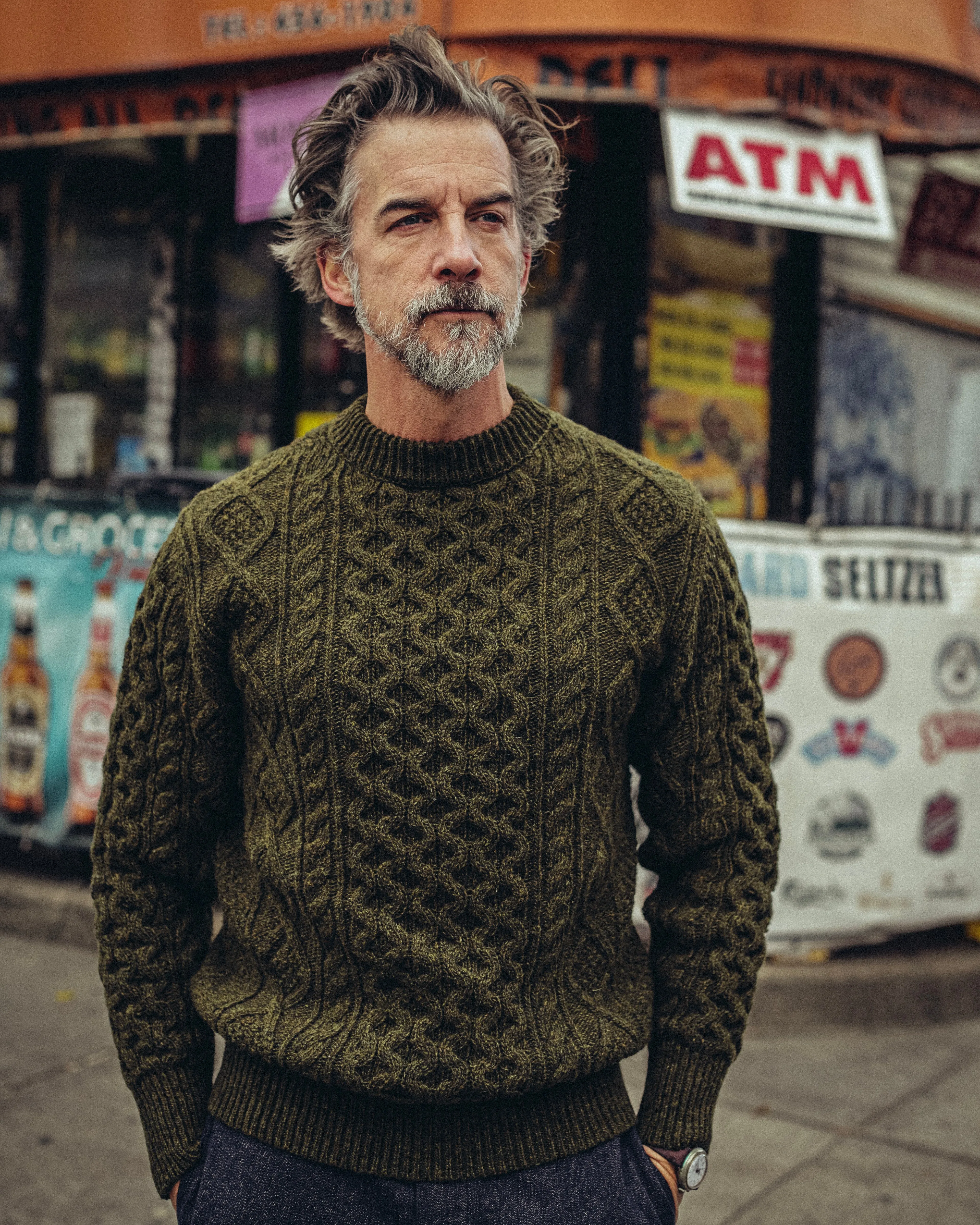 Pre Order - Steve McQueen Olive Donegal Irish Wool Sweater ETA 1/3