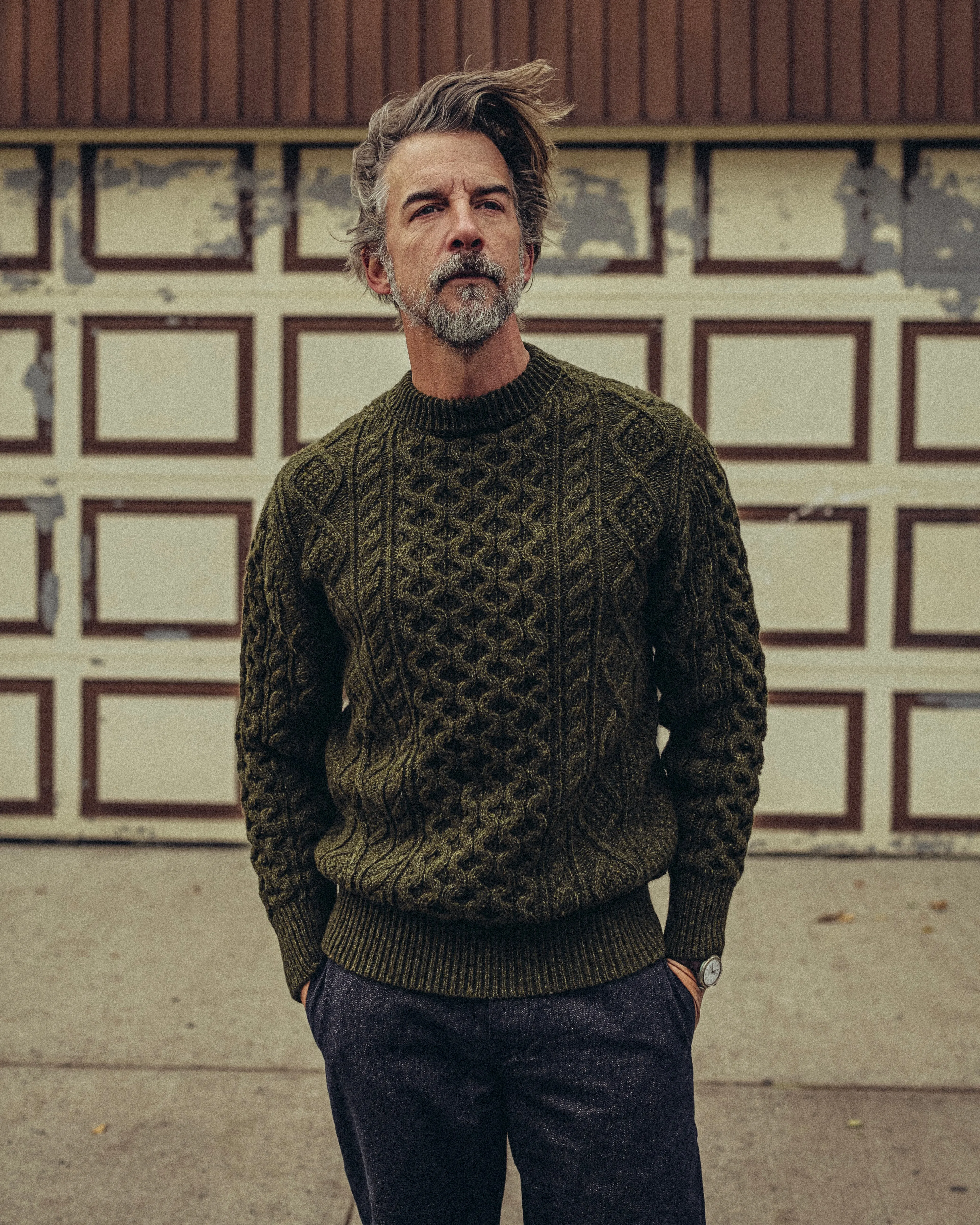 Pre Order - Steve McQueen Olive Donegal Irish Wool Sweater ETA 1/3