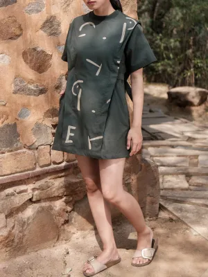 Printed Rory Rib Dress Deep Green